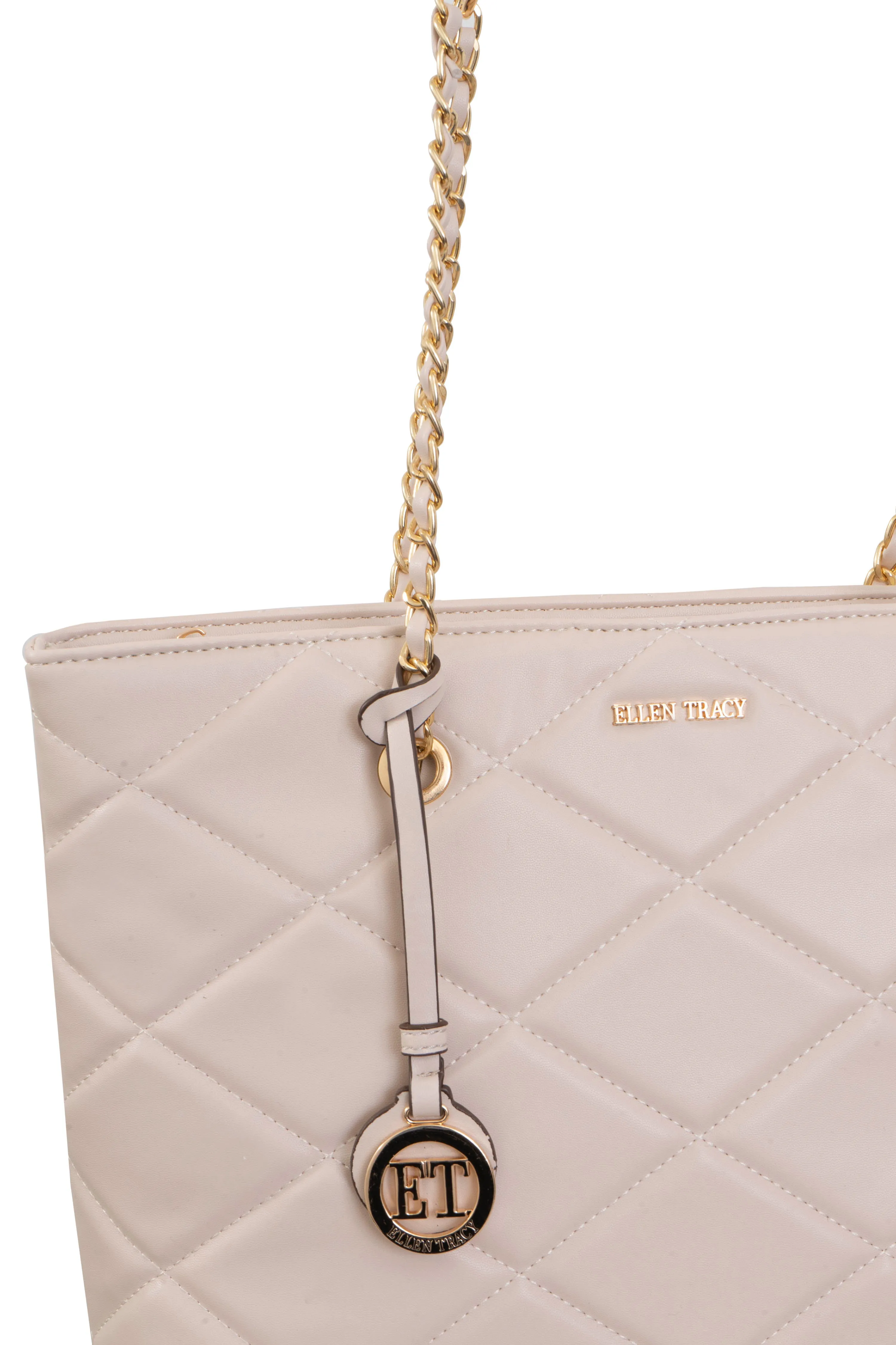 Ellen Tracy Smooth Diamond Quilted Tote ETH2179-019-IV