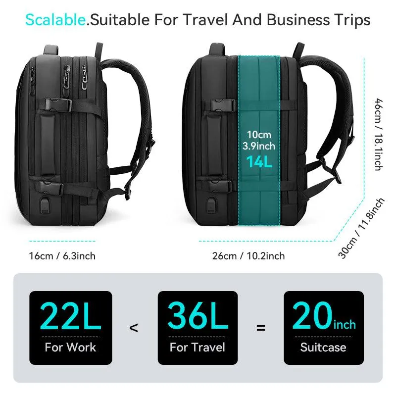 Expandos: Versatile Expandable Laptop Backpack For All-day Traveling