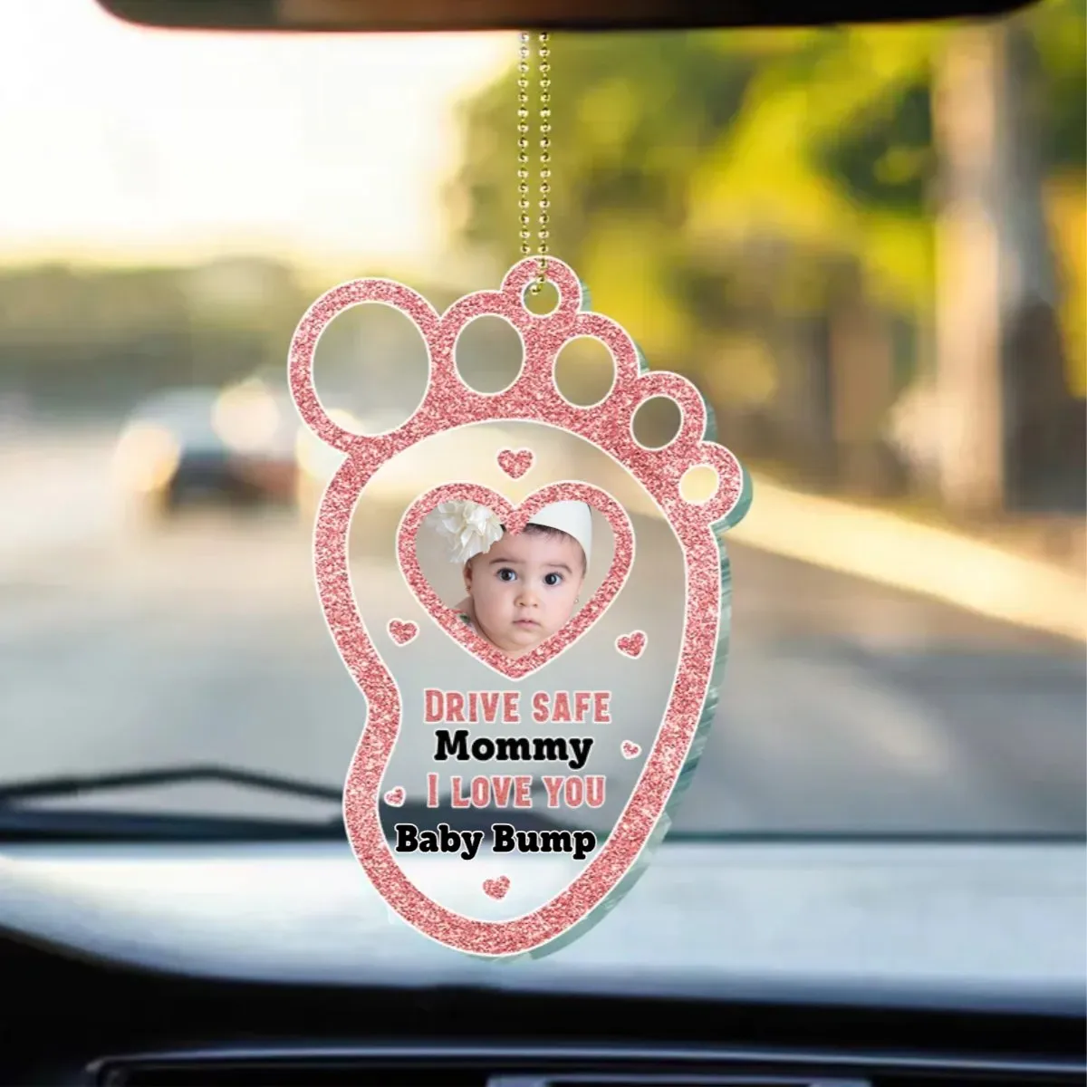 Family - Custom Photo Drive Safe Daddy Mommy - Personalized Acrylic Car Hanger