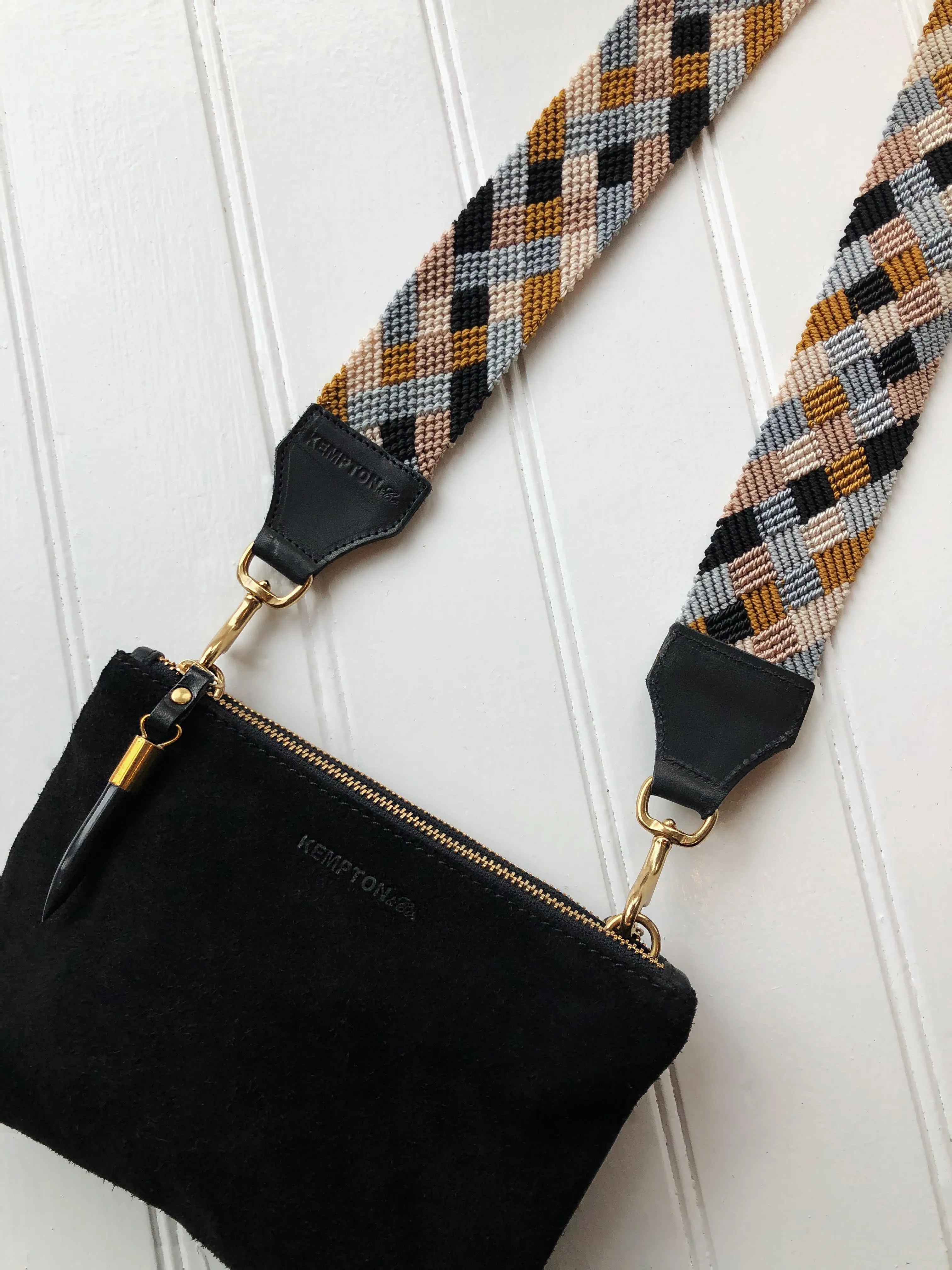 Grey, Blush and Mustard Bag Strap