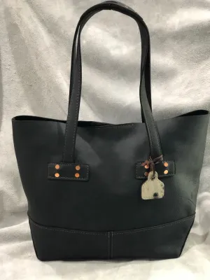 Handmade Black Leather Tote Bag for Women