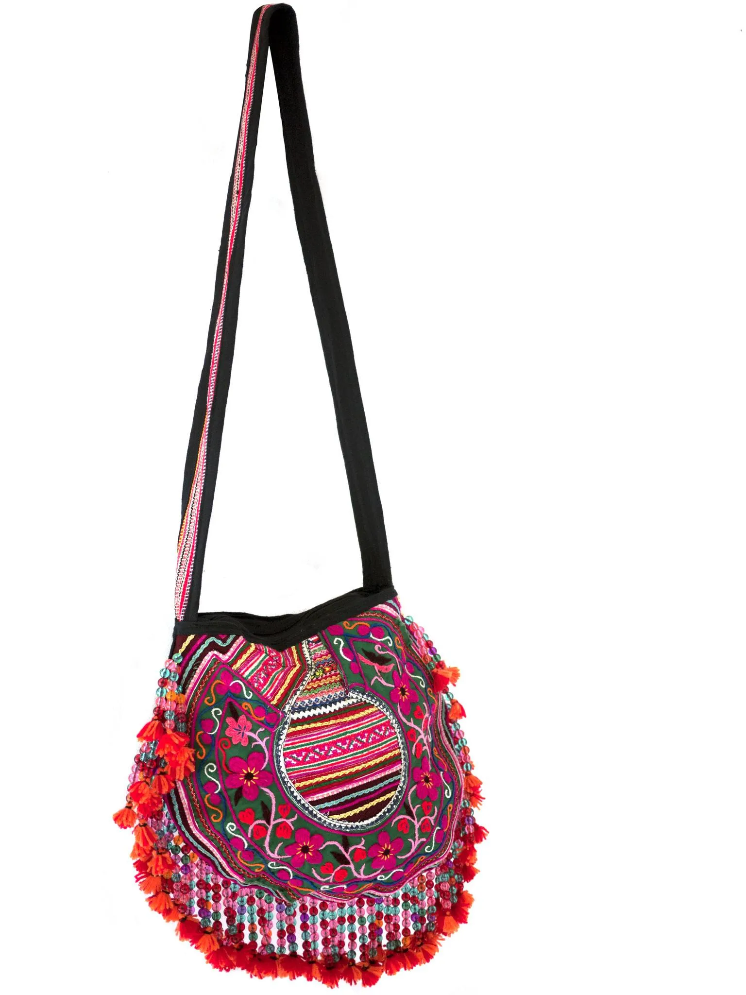 Handmade Hill Tribe Bags with bead work (NC-Crossed body- One Side- embroidery)