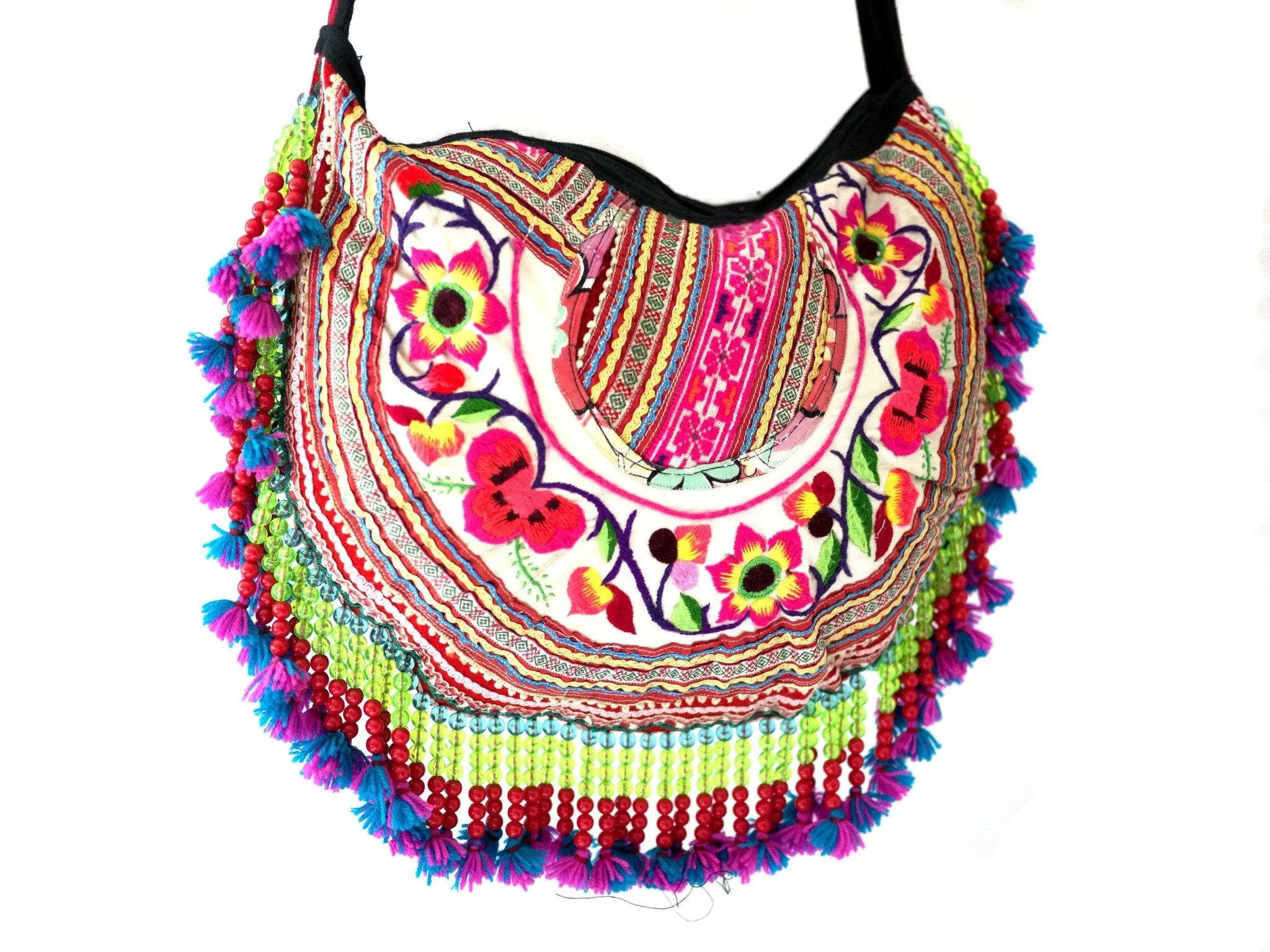 Handmade Hill Tribe Bags with bead work (NC-Crossed body- One Side- embroidery)