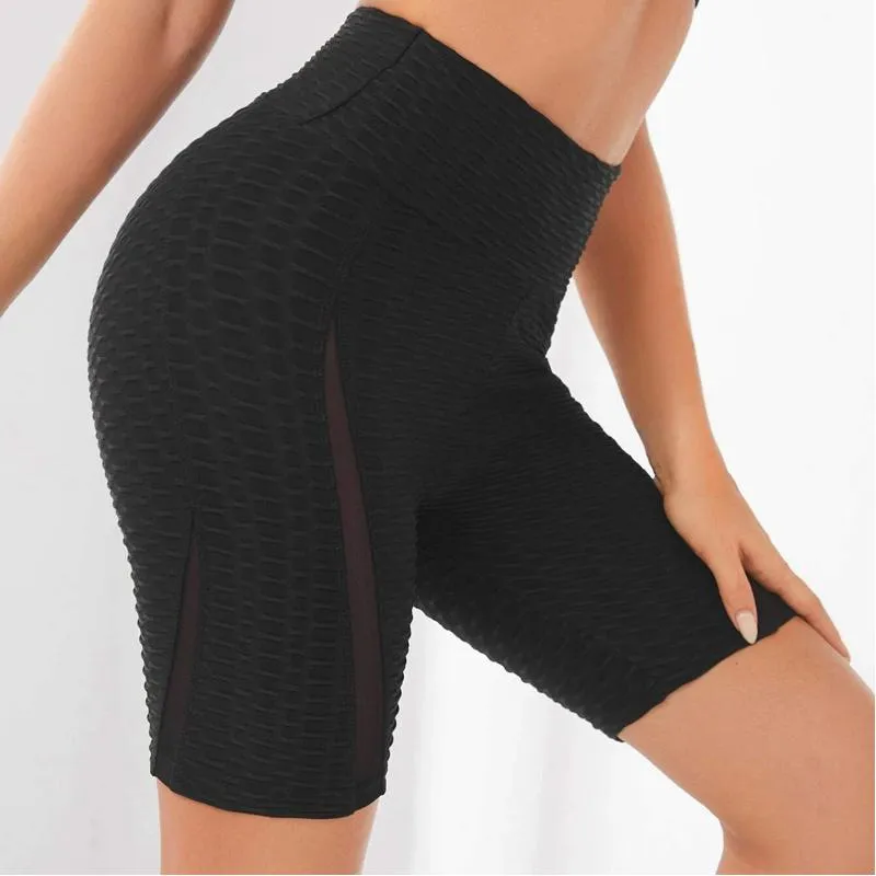 High-Waisted Yoga Elasticity Running Jacquard Sports Pineapple Mesh Sports Shorts