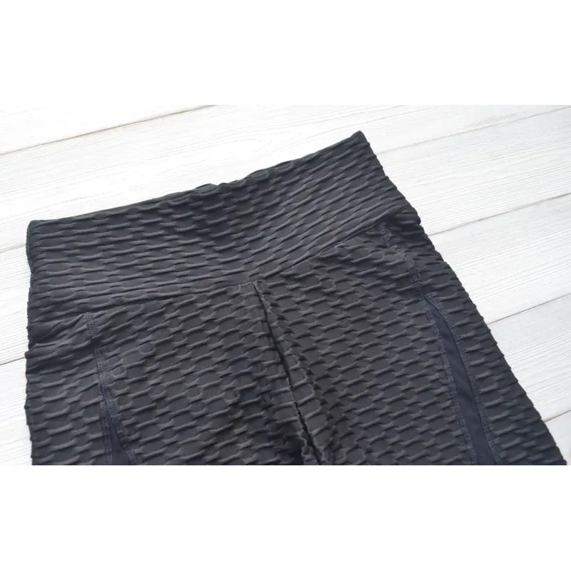 High-Waisted Yoga Elasticity Running Jacquard Sports Pineapple Mesh Sports Shorts