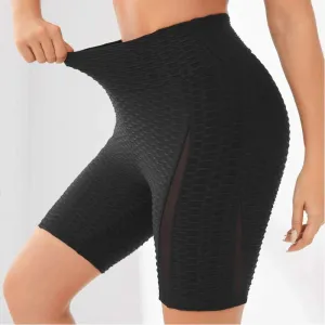 High-Waisted Yoga Elasticity Running Jacquard Sports Pineapple Mesh Sports Shorts