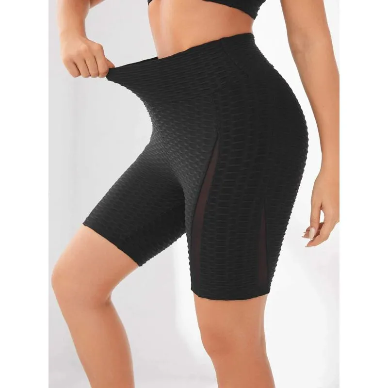 High-Waisted Yoga Elasticity Running Jacquard Sports Pineapple Mesh Sports Shorts