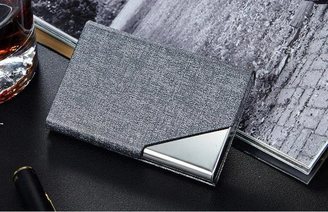 Itopkris Business ID Credit Card Holder For Women Men Fashion Brand Metal Aluminum Card Case PU Leather Rfid Wallet Porte Carte