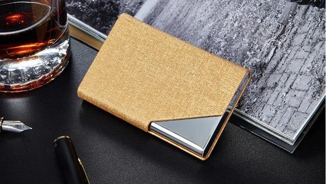 Itopkris Business ID Credit Card Holder For Women Men Fashion Brand Metal Aluminum Card Case PU Leather Rfid Wallet Porte Carte