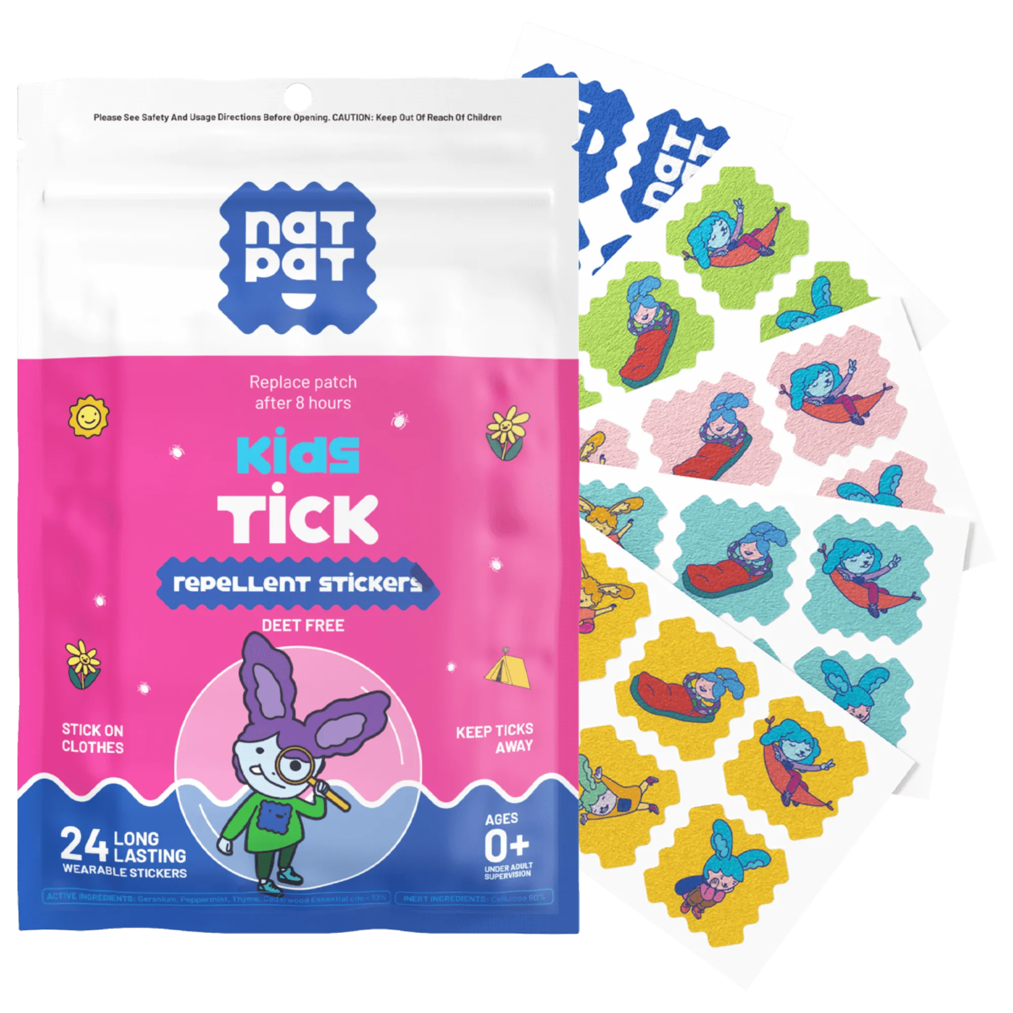 Kids Tick Repellent Stickers- 10 individual resale packets in Retail Display Box