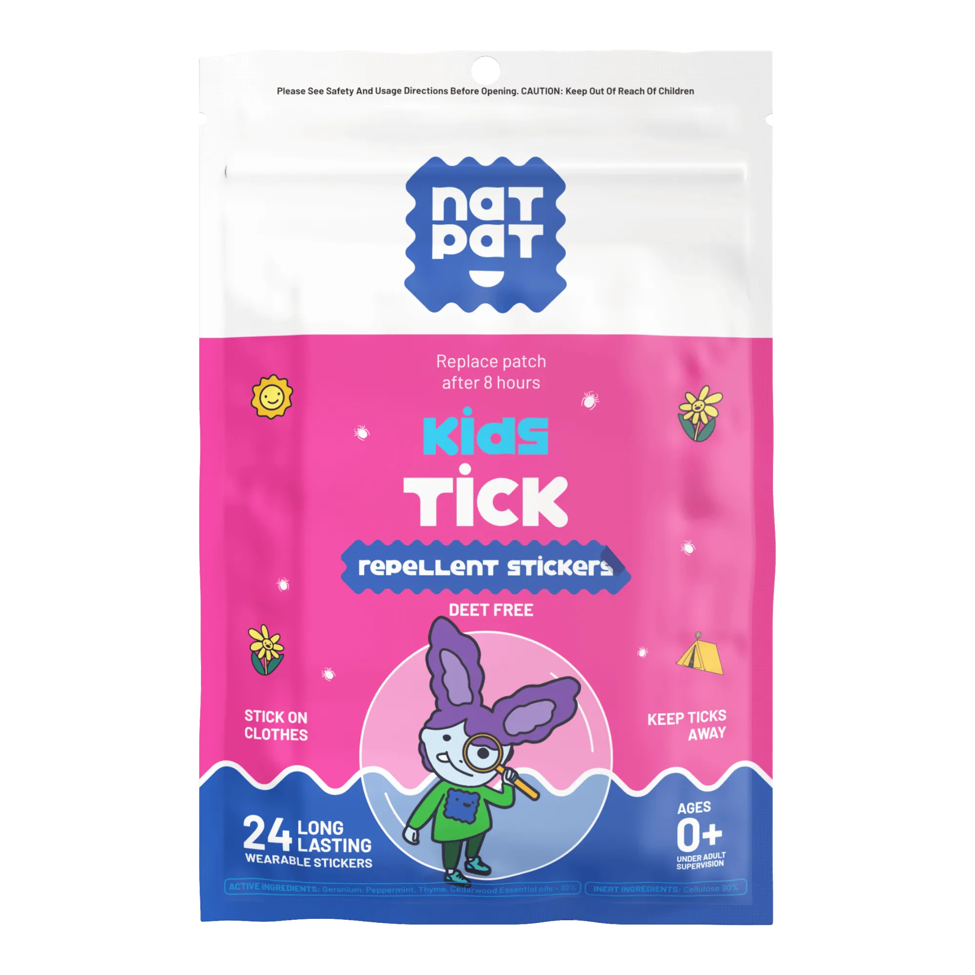 Kids Tick Repellent Stickers- 10 individual resale packets in Retail Display Box