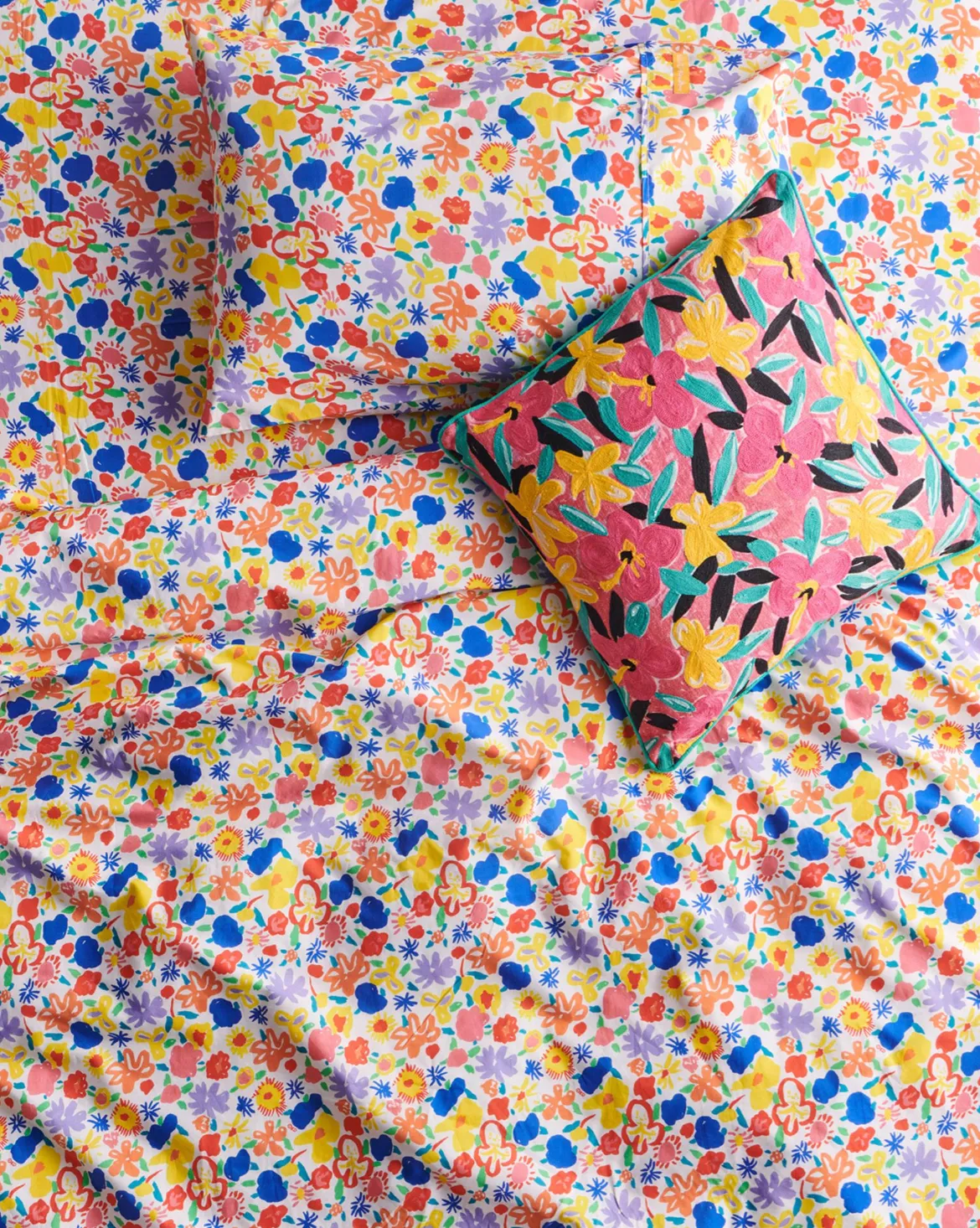 Kip & Co x Ken Done Summer Floral White Organic Cotton Pillowcases