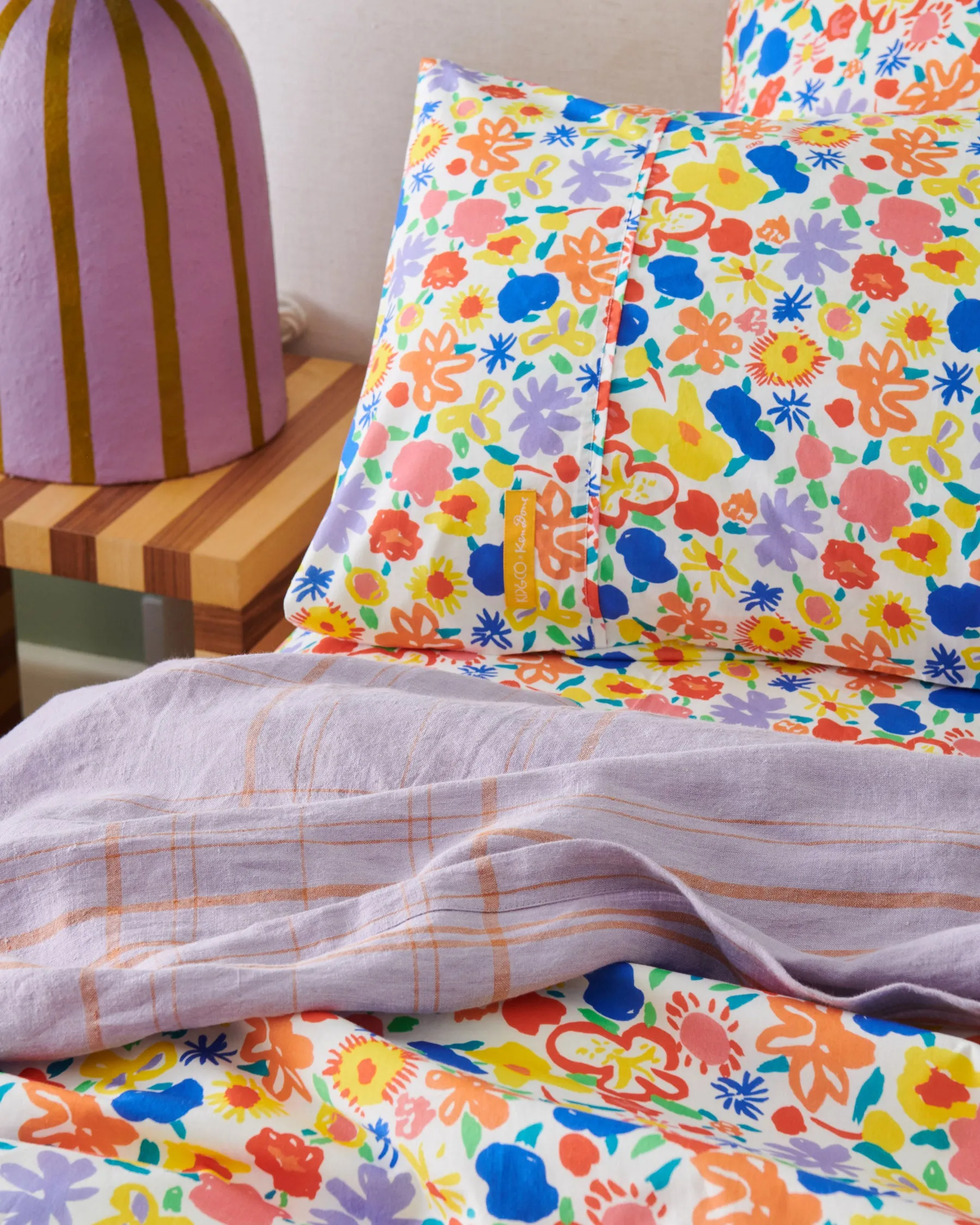 Kip & Co x Ken Done Summer Floral White Organic Cotton Pillowcases