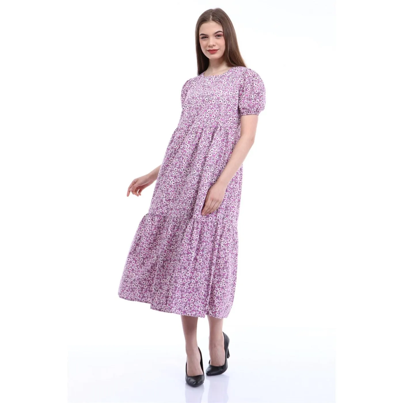 Lilac Floral Poplin Dress