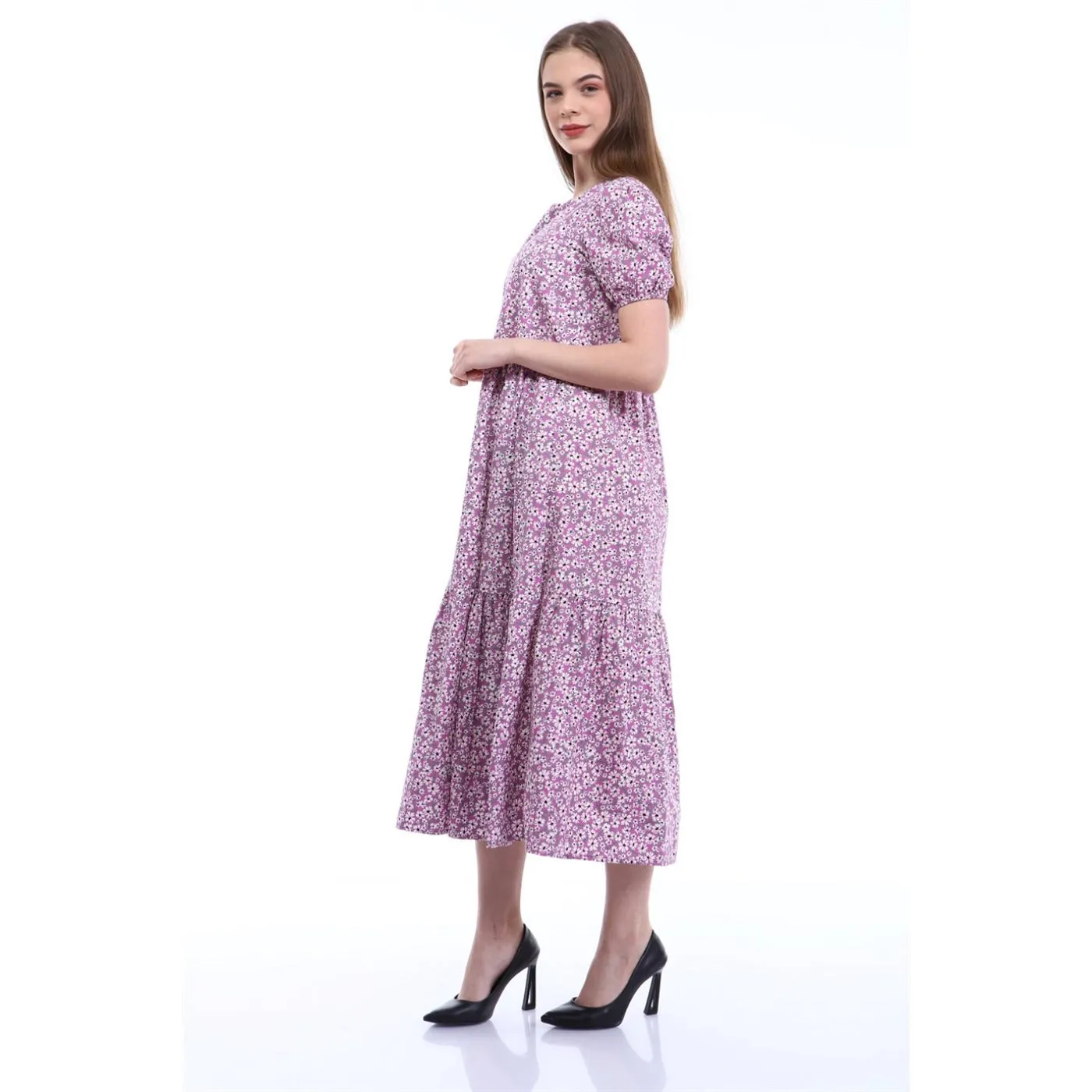 Lilac Floral Poplin Dress