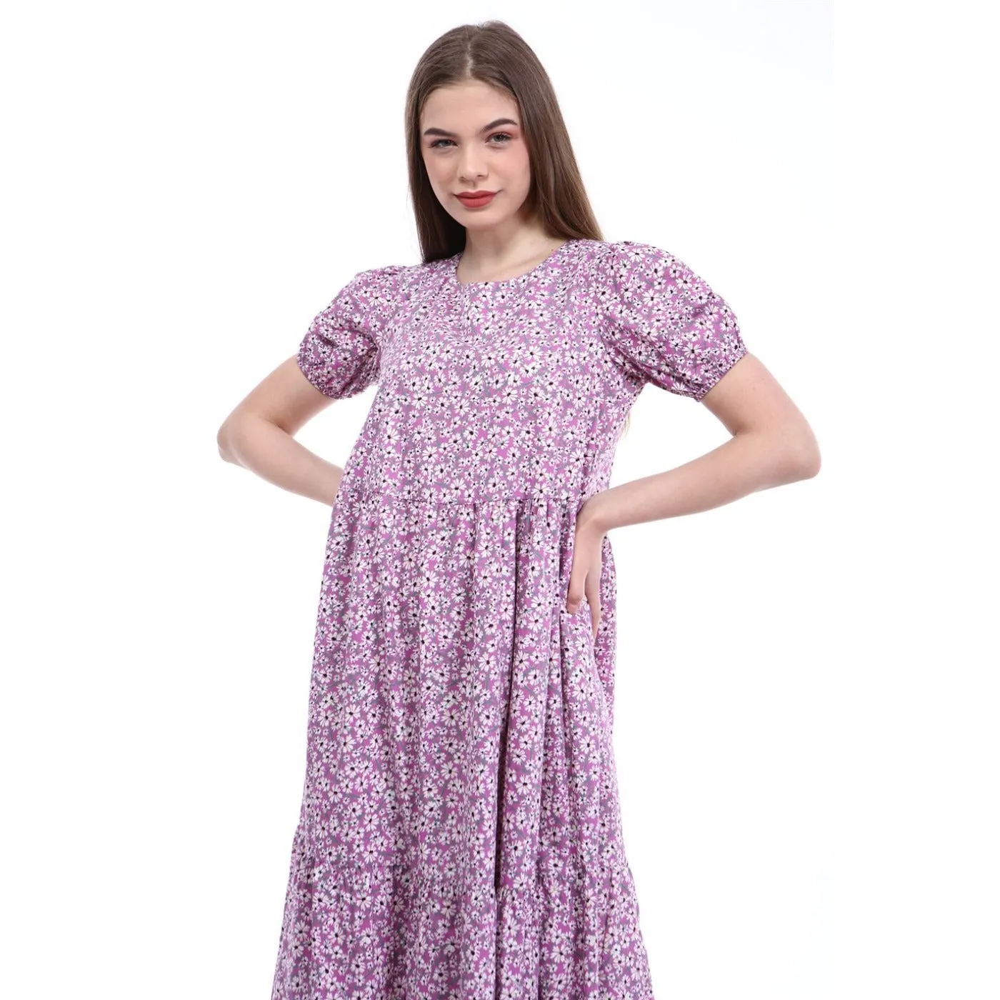 Lilac Floral Poplin Dress