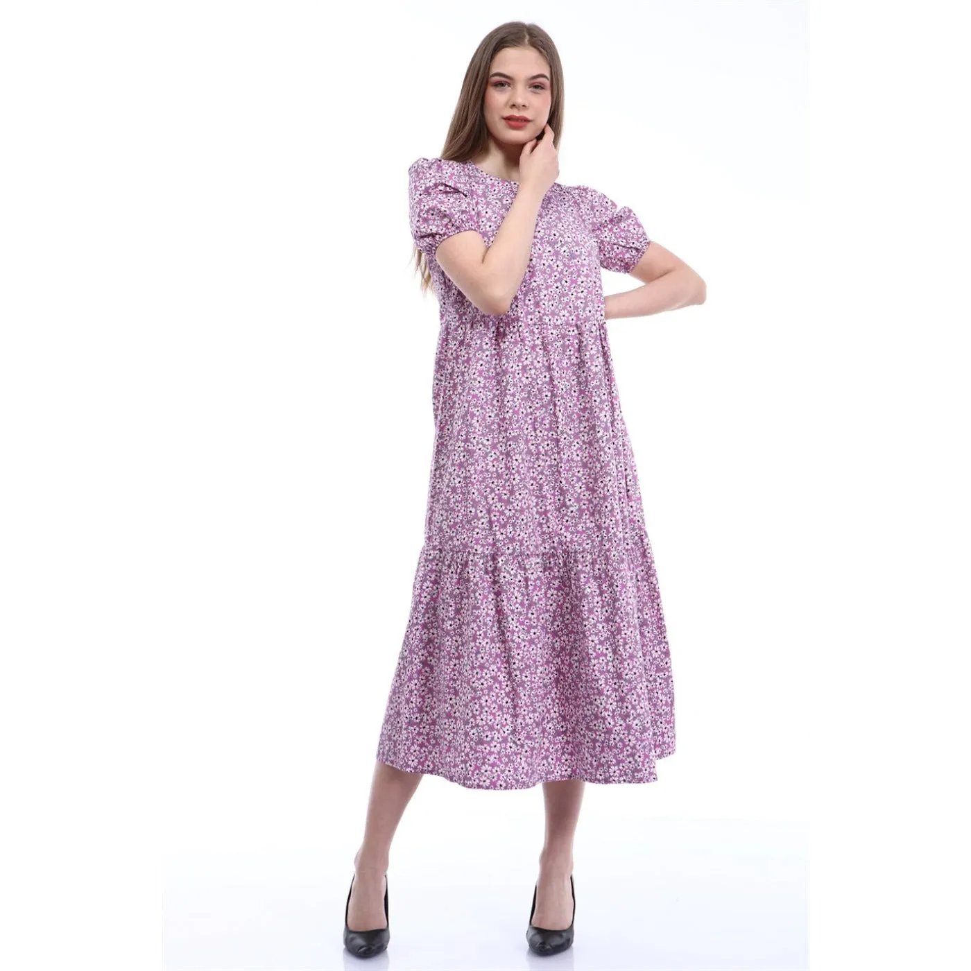 Lilac Floral Poplin Dress