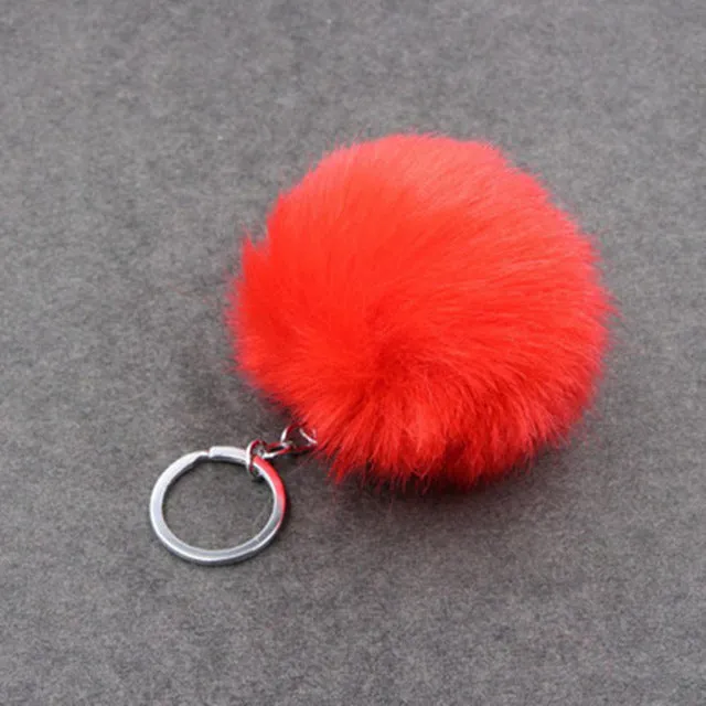 Lovely Trinkets Rabbit Ear Fur Ball Key Chain Rings Pendant Cute Pompom Artificial Bunny Fur Keychain Women Car Bag Key Ring