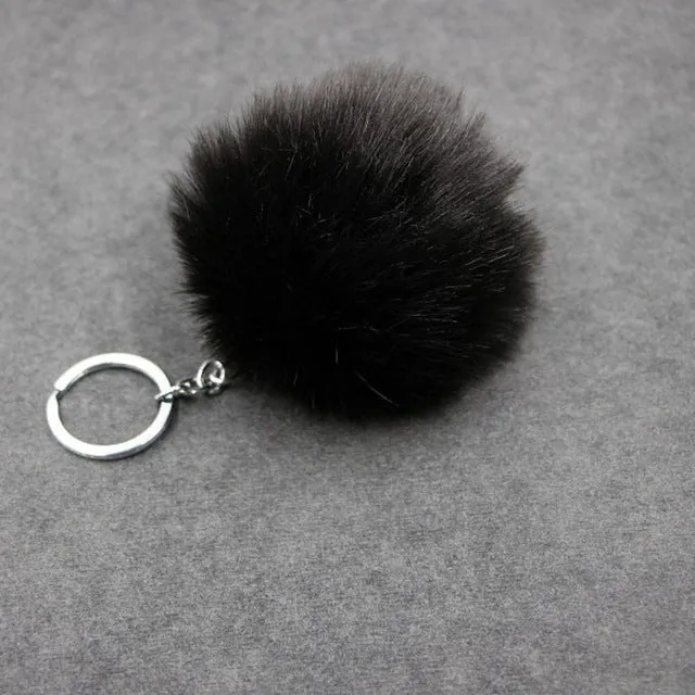 Lovely Trinkets Rabbit Ear Fur Ball Key Chain Rings Pendant Cute Pompom Artificial Bunny Fur Keychain Women Car Bag Key Ring