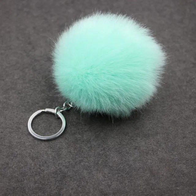 Lovely Trinkets Rabbit Ear Fur Ball Key Chain Rings Pendant Cute Pompom Artificial Bunny Fur Keychain Women Car Bag Key Ring