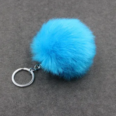 Lovely Trinkets Rabbit Ear Fur Ball Key Chain Rings Pendant Cute Pompom Artificial Bunny Fur Keychain Women Car Bag Key Ring