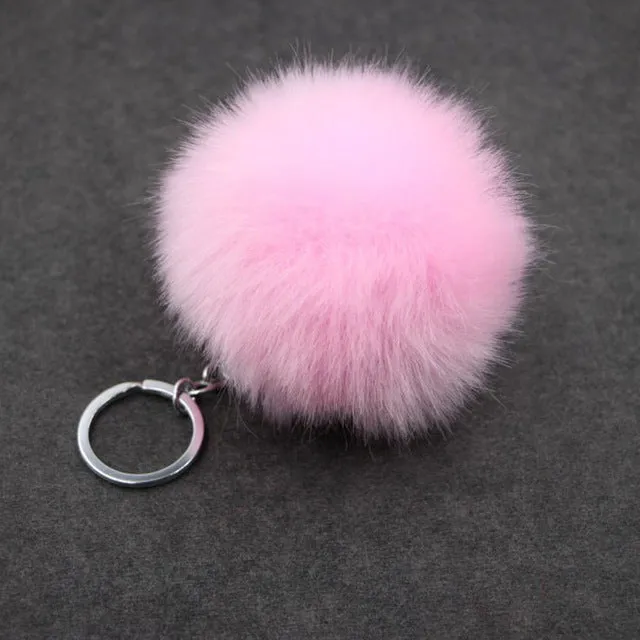 Lovely Trinkets Rabbit Ear Fur Ball Key Chain Rings Pendant Cute Pompom Artificial Bunny Fur Keychain Women Car Bag Key Ring