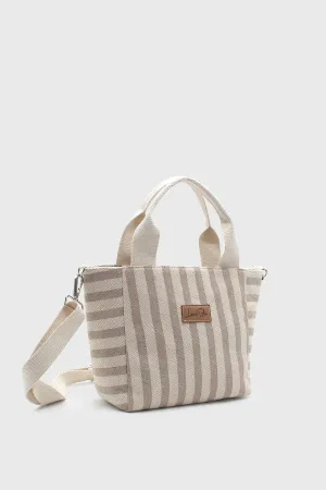 Lunablu Women's Striped Mini Linen Tote Bag