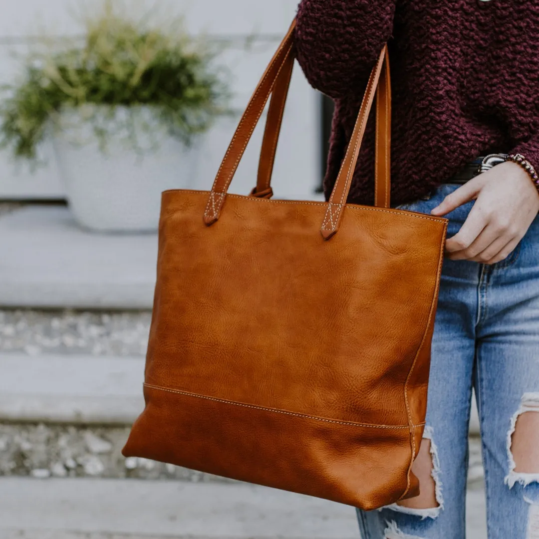 Madison Leather Tote Bag | Saddle Tan