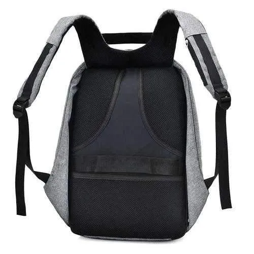 Men Canvas Multifunction Sport Bag Casual Anti Theft 17" Backpack with USB Charging Port