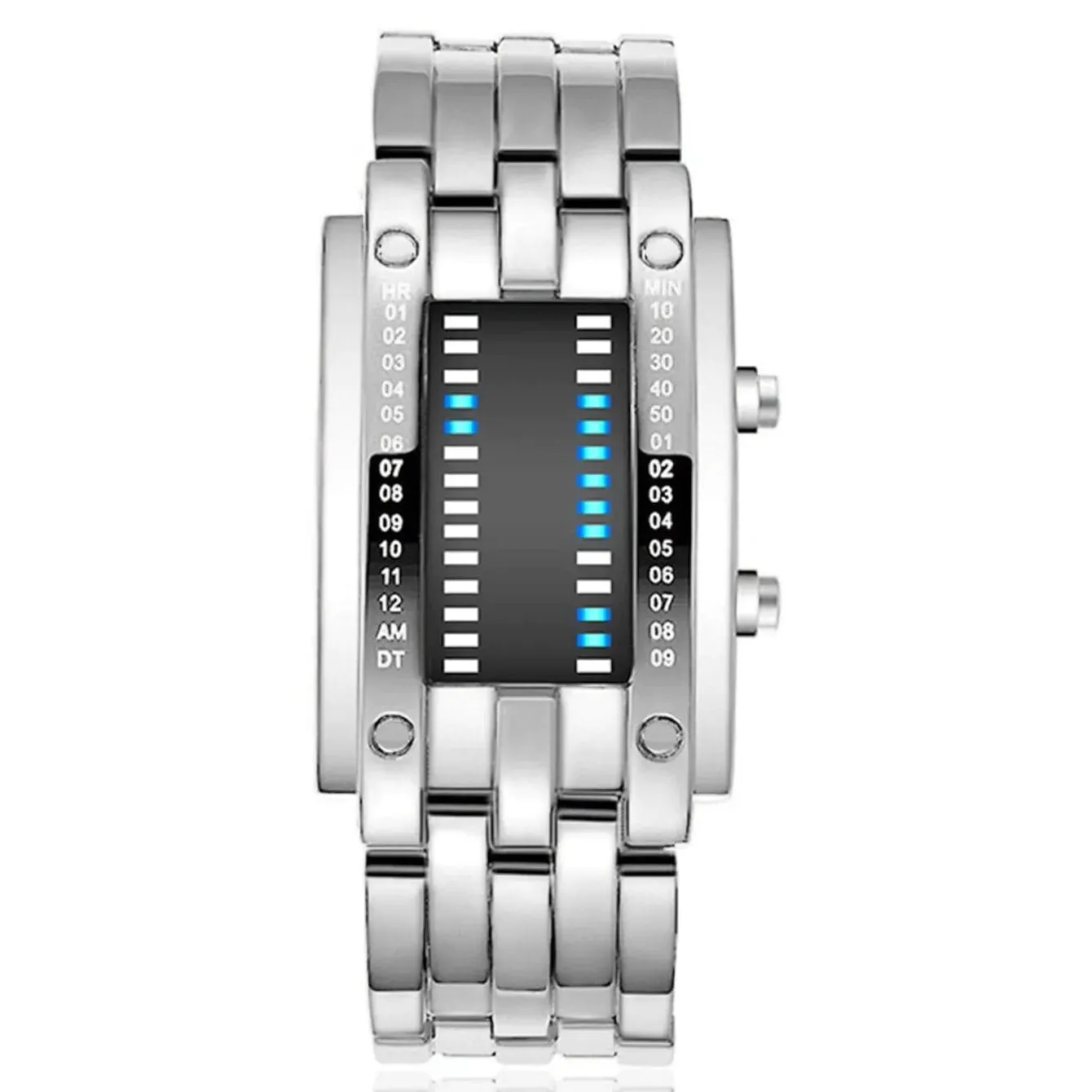 Men LED Light Stainless Steel Sports Watch