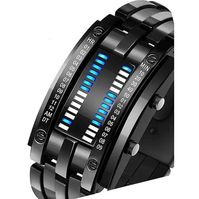 Men LED Light Stainless Steel Sports Watch