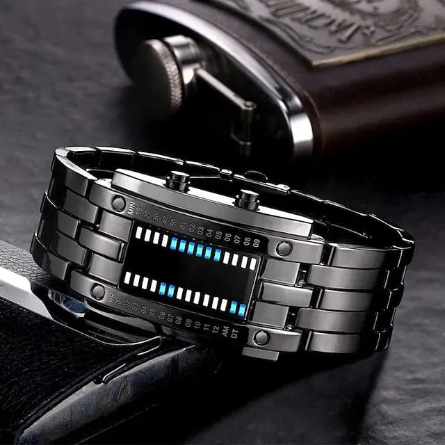 Men LED Light Stainless Steel Sports Watch