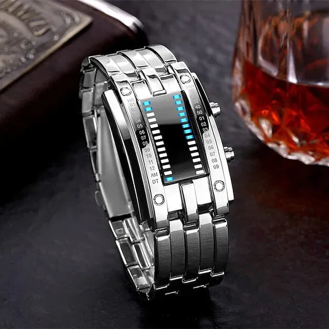 Men LED Light Stainless Steel Sports Watch