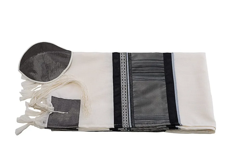 Modern Grey & Black Tallit for Men W21, Bar Mitzvah Tallit Set, Jewish Prayer Shawl, Tallit from Israel, Modern Tallit