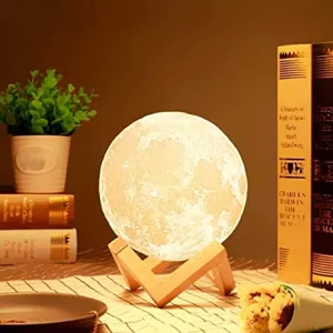 Moon Night Lamp with Stand Night lamp for Bedroom Lights for Adults and Kids Home Room Beautiful Indoor Lighting ( Brown Box )