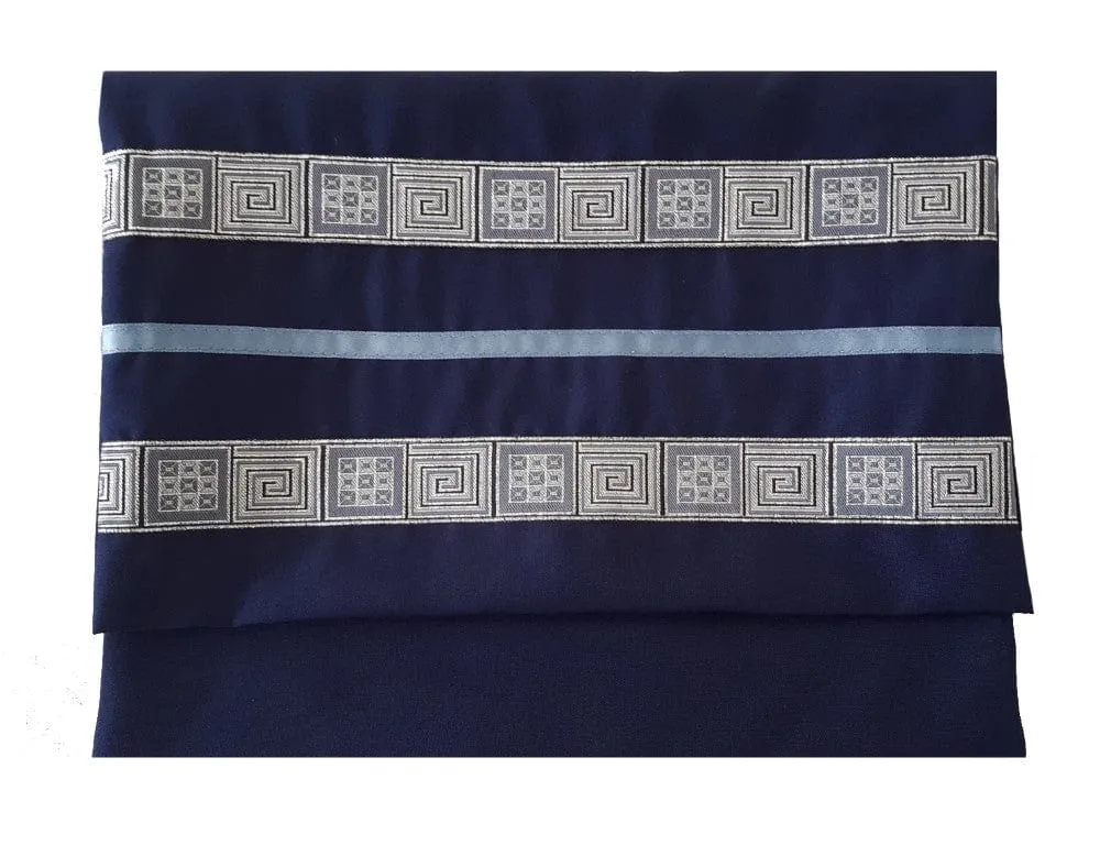 Navy Blue Tallit, Bar Mitzvah Tallit Set with Geometric design, Modern Tallit, Contemporary Tzitzit