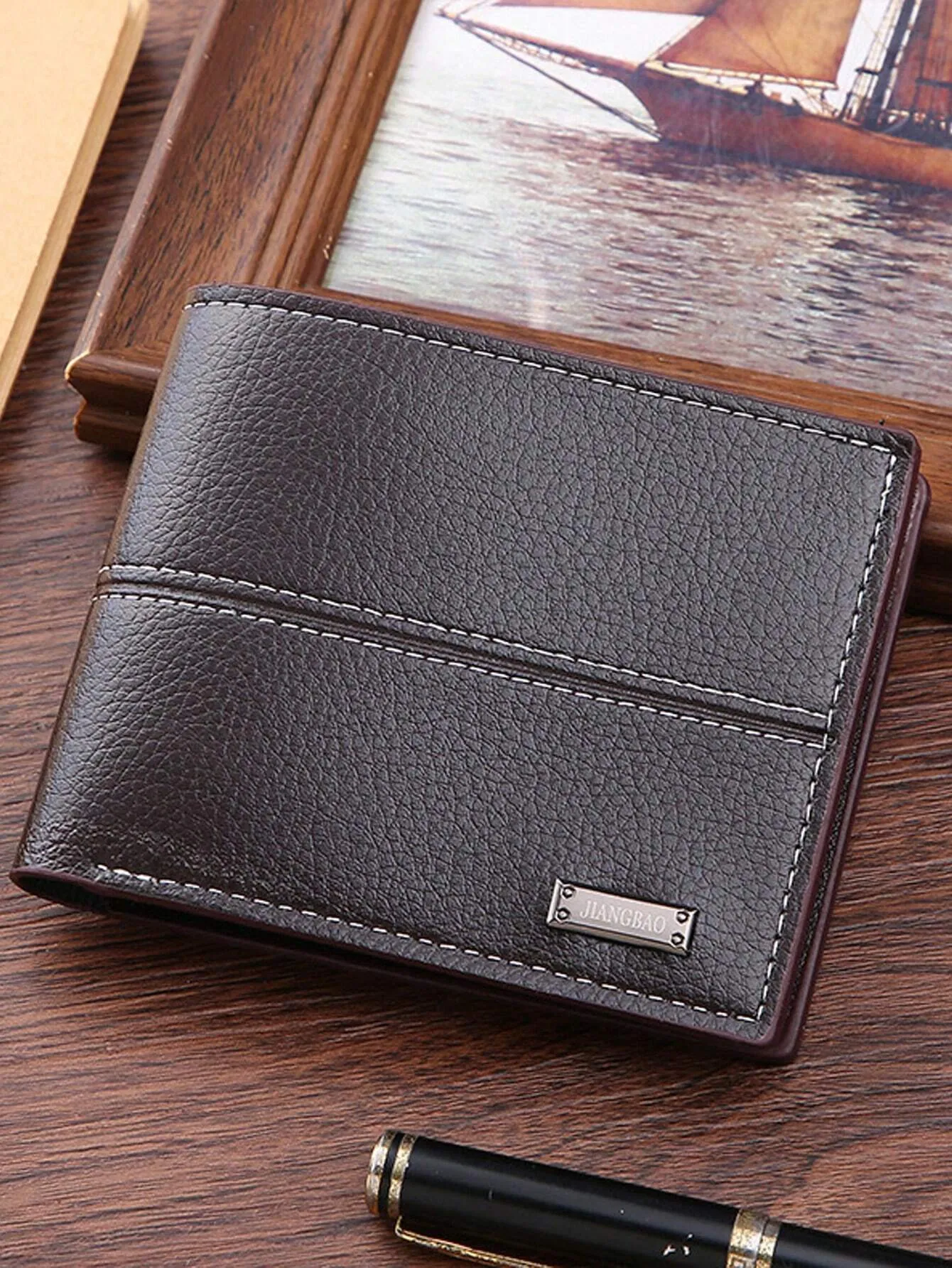 New Men's Wallet Men's Short Wallet Fashion Casual Lychee Pattern Soft Wallet Multi-Card Space Large-Capacity Small Wallet Card Holder ID Bag