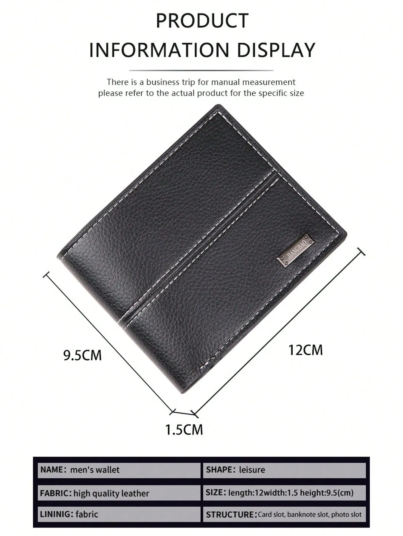 New Men's Wallet Men's Short Wallet Fashion Casual Lychee Pattern Soft Wallet Multi-Card Space Large-Capacity Small Wallet Card Holder ID Bag