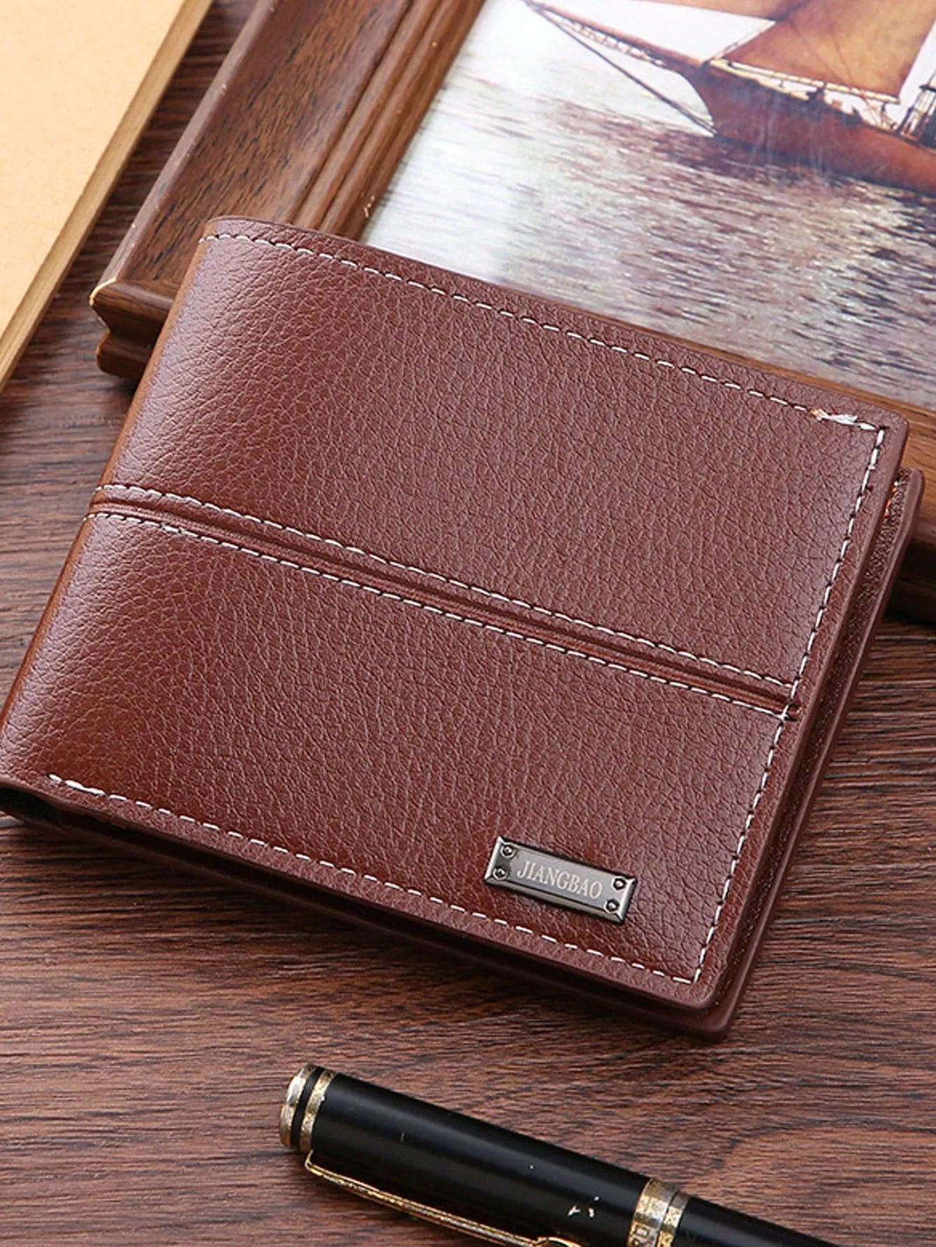 New Men's Wallet Men's Short Wallet Fashion Casual Lychee Pattern Soft Wallet Multi-Card Space Large-Capacity Small Wallet Card Holder ID Bag