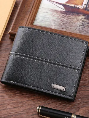 New Men's Wallet Men's Short Wallet Fashion Casual Lychee Pattern Soft Wallet Multi-Card Space Large-Capacity Small Wallet Card Holder ID Bag