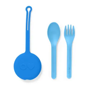 OmiePod Kids Utensils Set with Case ~ Capri Blue