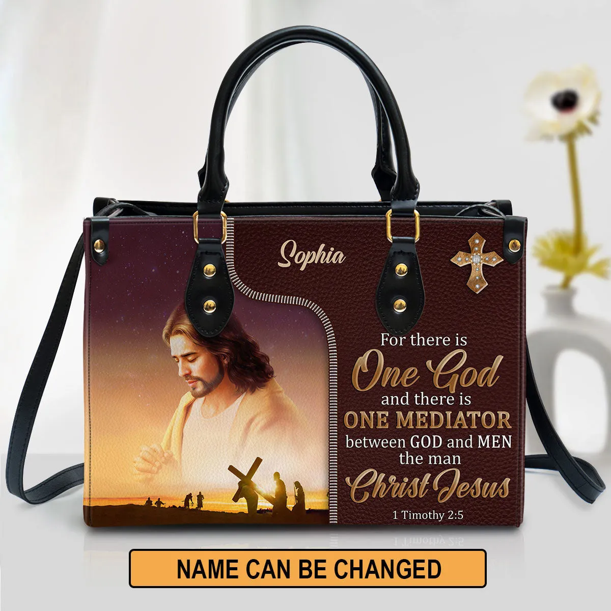 Personalized Leather Bag For Women - There Is One Mediator Between God And Men The Man Christ Jesus Leather Bag Leather Bag - Christian Gifts for Women