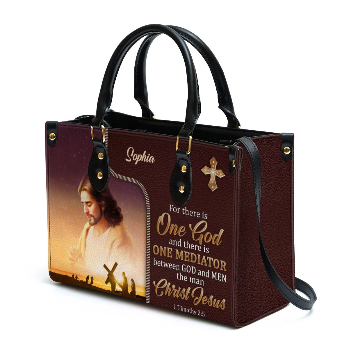 Personalized Leather Bag For Women - There Is One Mediator Between God And Men The Man Christ Jesus Leather Bag Leather Bag - Christian Gifts for Women