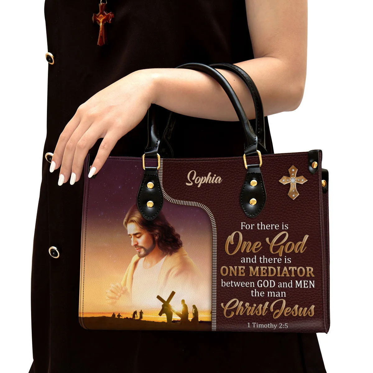 Personalized Leather Bag For Women - There Is One Mediator Between God And Men The Man Christ Jesus Leather Bag Leather Bag - Christian Gifts for Women