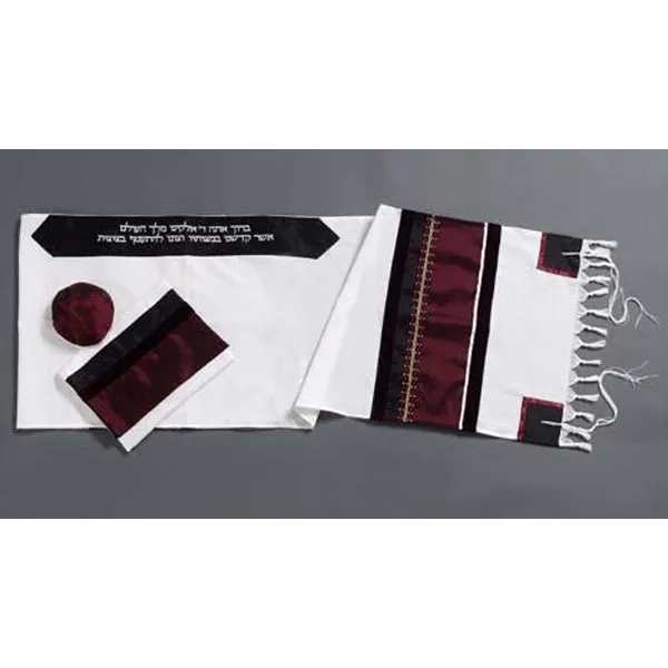 Red Wine Tallit, Bar Mitzvah Tallit, Tallit Prayer Shawl, Wool Tallit, Wedding Tallit