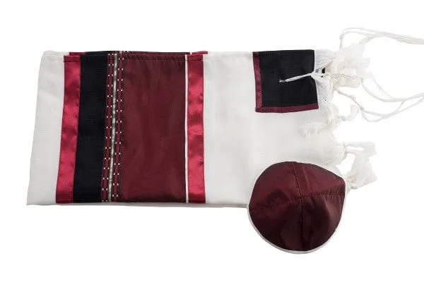 Red Wine Tallit, Bar Mitzvah Tallit, Tallit Prayer Shawl, Wool Tallit, Wedding Tallit