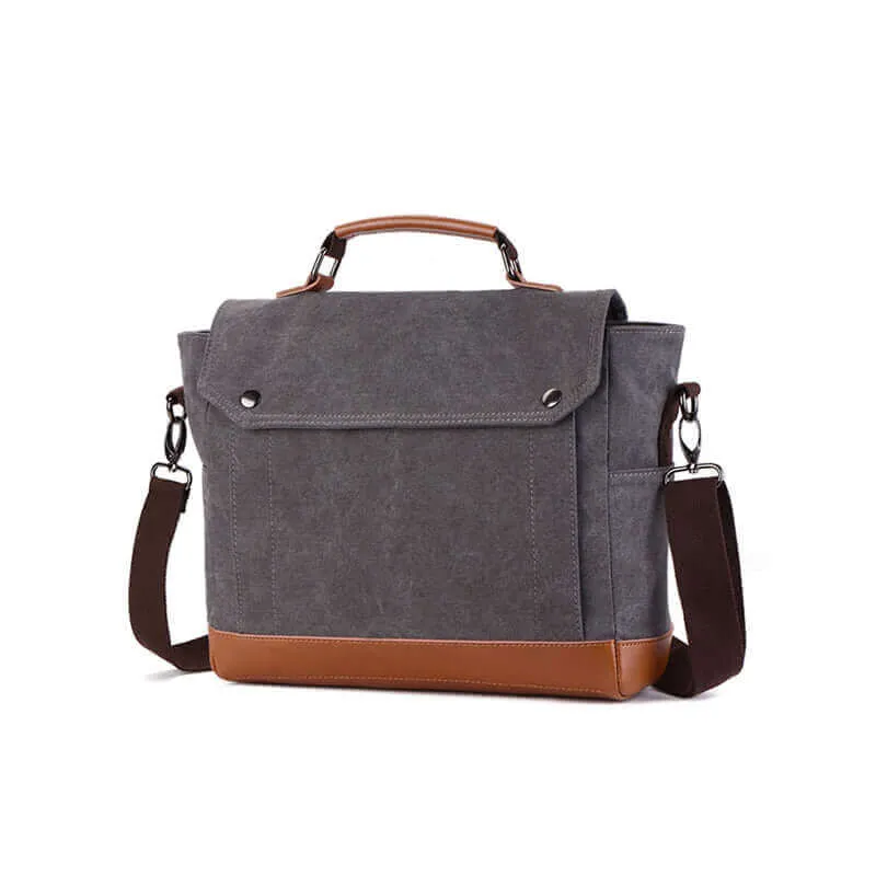 Retro Casual Canvas Messenger Bag: Fits 13.3 Inch Laptop