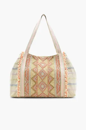 Rose Gold Tote-Hand Beaded Metallic Tote For Women