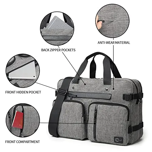 seyfocnia Convertible 3 in 1 Laptop Backpack,17.3 Inch Messenger Backpack Satchel Bag Briefcase Backpack Computer Handbag Shoulder Bag for Men or Women-Grey