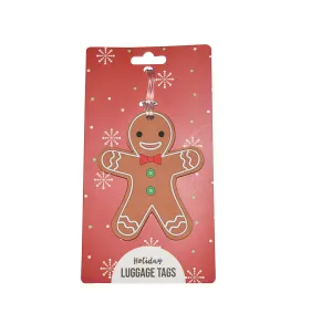 Silicone Holiday Luggage Tag Happy Gingerbread